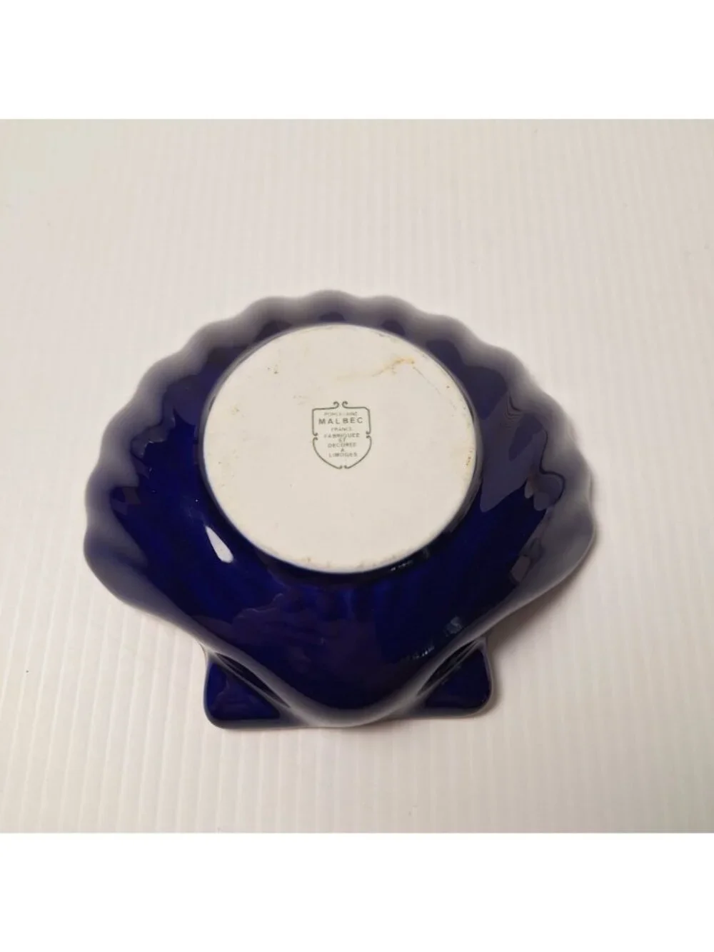 VINTAGE LIMOGES COBALT BLUE COURTING COUPLE GOLD SHELL SHAPE TRINKET TRAY DISH